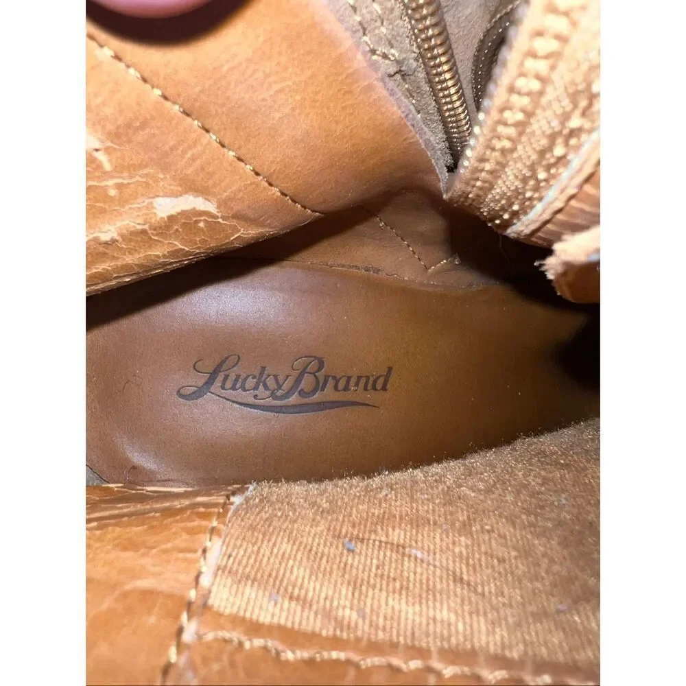 Lucky Brand Tan Yoanna Suede Wedge Bootie Women's Size 8